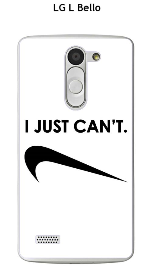 Coque TPU gel souple LG L bello design Citation I just can't Texte noir fond blanc