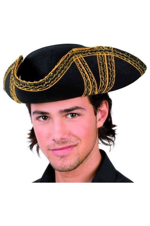 Tricorne noir galonne adulte assorti