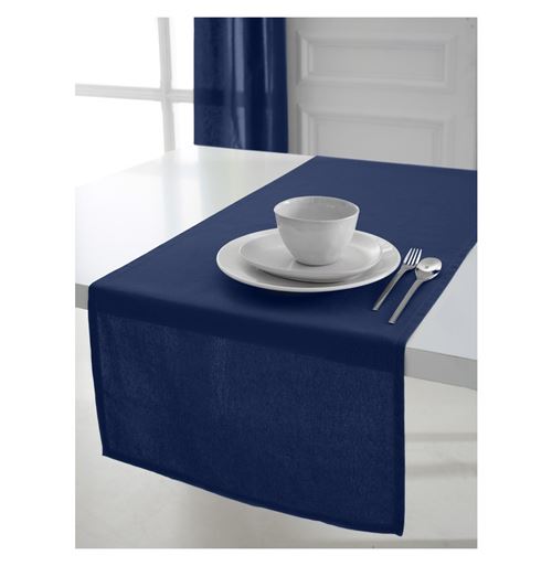 Chemin de table coton 50 x 150 cm - Bleu foncé - Linge de table