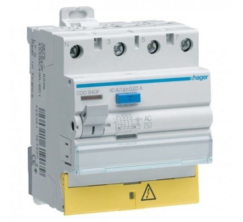 Interrupteur différentiel - Cage à vis 3P+N - 500V 40A - Type AC - 30mA - A bornes décalées