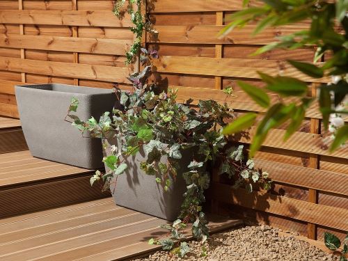 Beliani - Long cache pot rectangulaire en pierre grise Baris