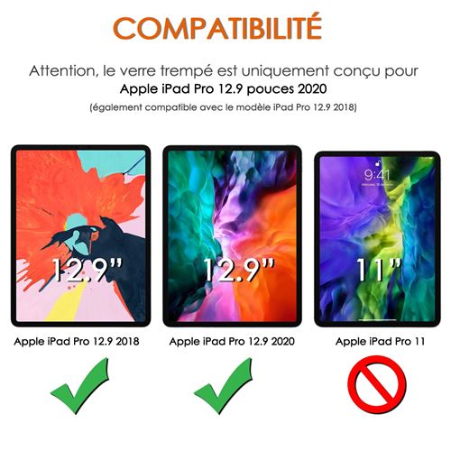 Verre Trempé pour iPad PRO (12,9 pouces modèle 2020) [Pack 2] Film