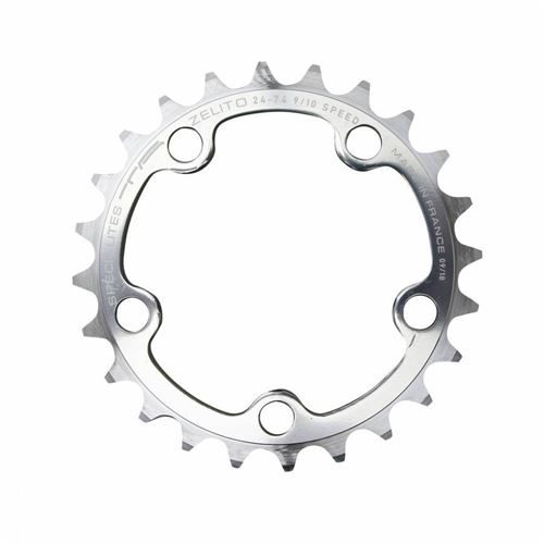 Plateau route 5bra 24dts diam 74 triple interieur argent alu 7075 ta zelito type shimano 9-10v.