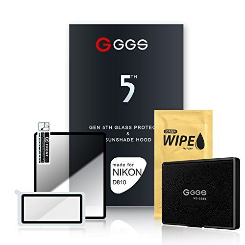 GGS Larmor 5ème Génération Protection d'écran en Verre et Pare-Soleil Pare-Soleil pour Nikon D810 – Transparent
