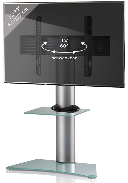 VCM Support TV, Stand Zental Verre Mat avec Étagère Verre givré