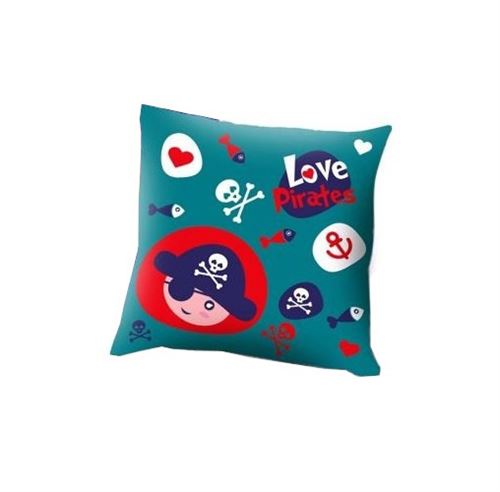 Kids Licensing coussin Love Pirates junior 45 x 45 cm polyester bleu