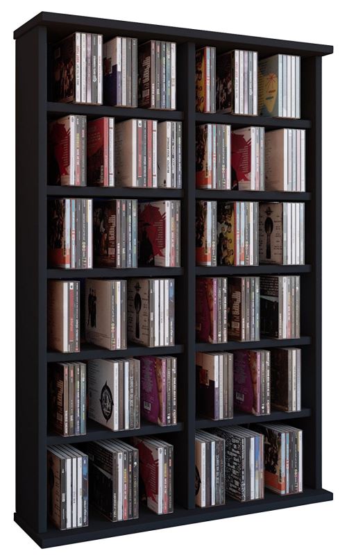 VCM 50441 Ronul Tour pour 300 CD/DVD sans Porte en Verre Imitation Structure Bois Noir