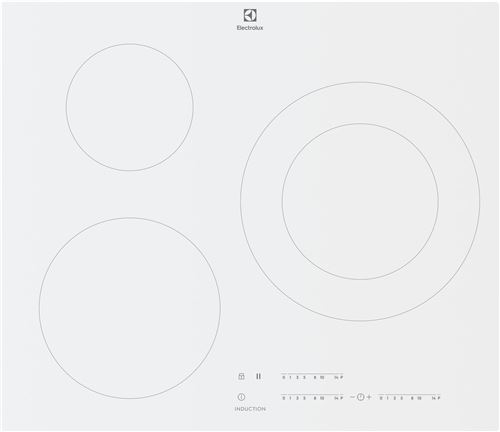 Electrolux Lit60342Cw - Table De Cuisson à Induction - 3 Plaques De Cuisson - Niche - Largeur : 56 Cm - Profondeur : 49 Cm - avec Bord Droit - Blanc