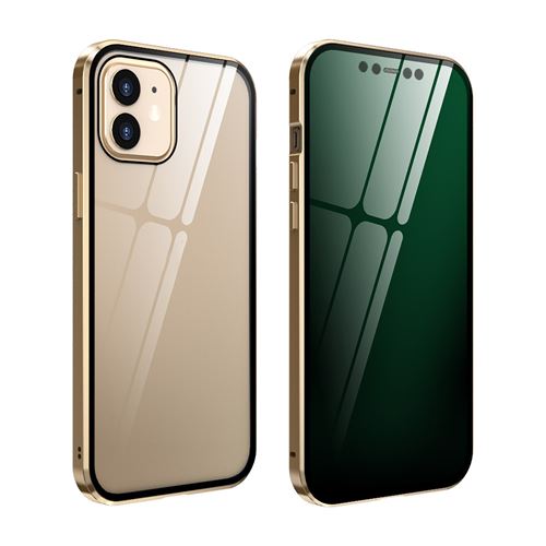 Protection des yeux Couverture de boîtier en verre métallique à adsorption magnétique pour iPhone 12 Pro - Or
