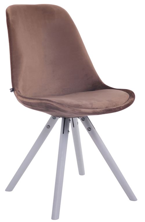 Chaise Toulouse en velours / Piétement Rond , Marron/Blanc