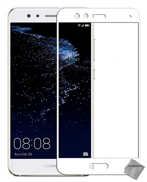 Film de protection vitre verre trempe incurve integral Huawei P10 Lite - BLANC
