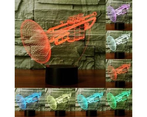 Lampe LED Forme Trompette Luminaire Illusion 3D 7 Couleurs Tactile - YONIS