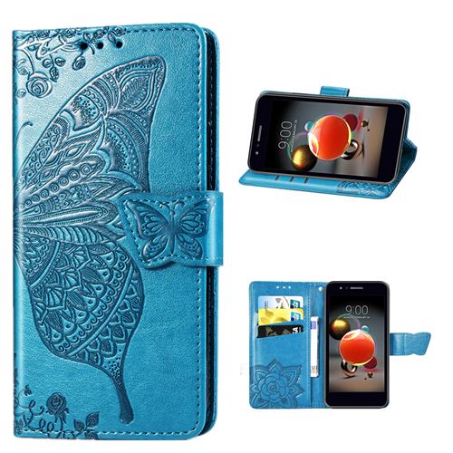 Coque PU Cuir FAYANGRIES pour Samsung Galaxy A51 5G (6.5), Papillon Support Protection Flip étui Bleu