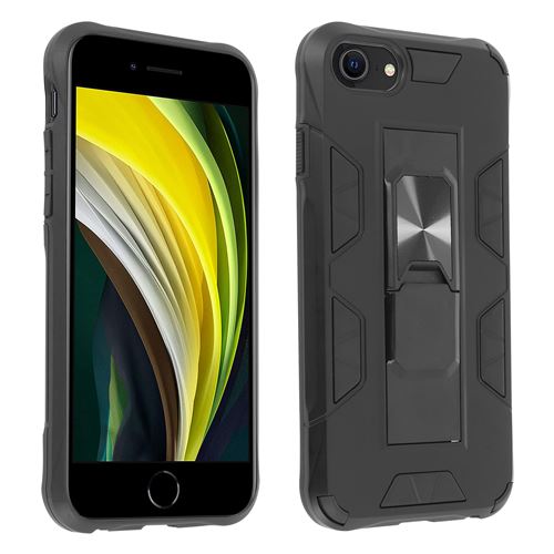 Avizar Coque pour iPhone SE 2022, 2020 et 8, 7, 6S, 6 Hybride Antichoc Béquille Fonction Support Avizar Noir