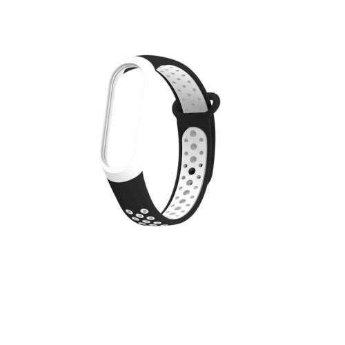 Bracelet en silicone bicolore Smartwatch pour Xiaomi Mi Band 3 - Blanc&Noir