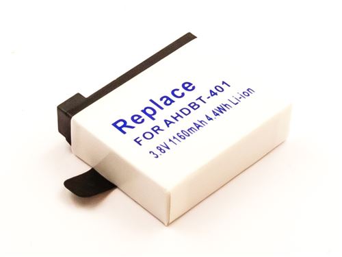 Batterie compatible GoPro Hero 4, Li-ion, 3,8V, 1160mAh, 4,4Wh