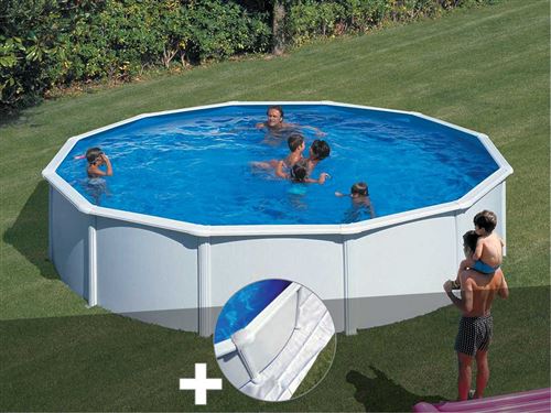 Kit piscine acier blanc Gré Fidji ronde 5,70 x 1,22 m + Tapis de sol