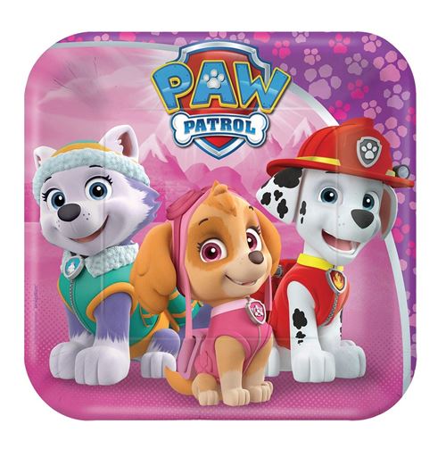 8 assiettes pat'patrouille roses