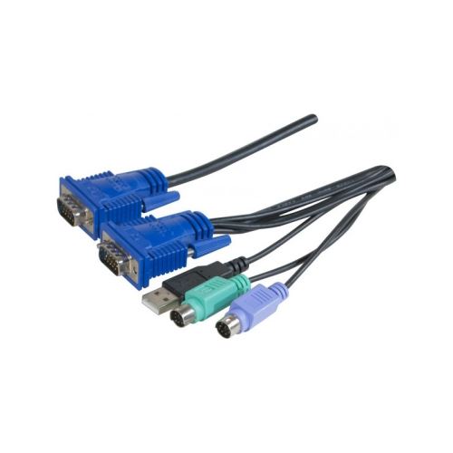 Dexlan - Câble clavier / vidéo / souris (KVM) - HD-15 (VGA) (M) pour USB, PS/2, HD-15 (VGA) (M) - 5 m - vis moletées