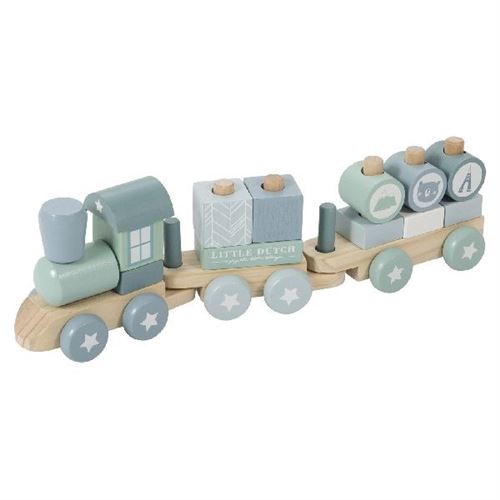 Petit Train à Bloc en Bois Hollandais Bleu