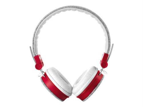 Urban Revolt Fyber - Koptelefoon met micro - over oor - met bekabeling - 3,5 mm-stekker - grijs, rood