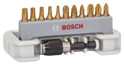 Embout De Vissage Bosch 2608522126 Set De 11 Embouts De Vissage avec Porte-Embout Ph1/ Ph2/ Ph3/ Pz1/ Pz2/ Pz3/ T10/ T15/ T20/ T25/ T30/ 25 Mm