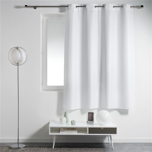 Rideau a oeillets plastique 140 x 180 cm polyester uni essentiel Blanc