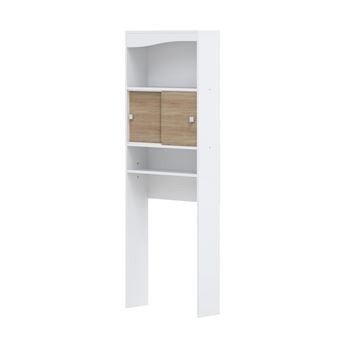 Meuble Wc Wave Temahome Blanc Et Chene Naturel Achat Prix Fnac