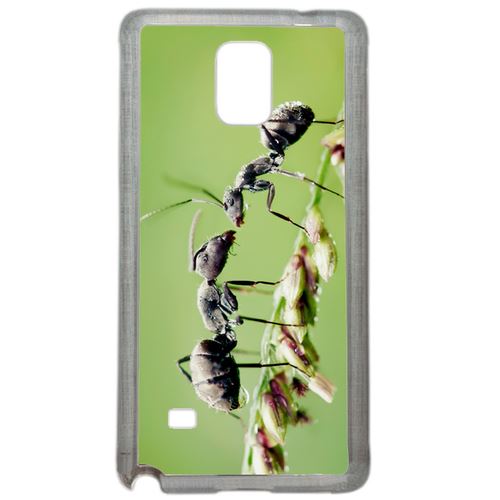 Coque Fourmi Noire Bisous Fond Vert Compatible Samsung Galaxy Note 4 Transparent