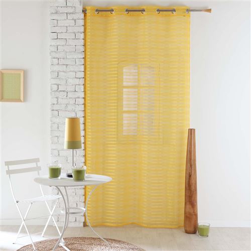 Panneau a oeillets 140 x 280 cm voile sable raye riane Jaune
