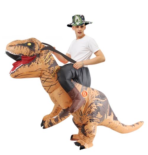 Costume dinosaure gonflable deguisement adulte fêTe de carnaval -  Tyrannosaure Brun - Déguisement adulte - à la Fnac