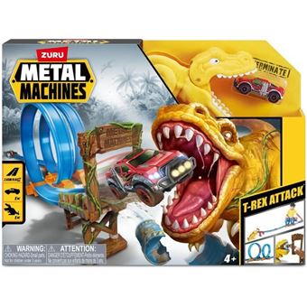 Circuit de Voitures - T-Rex Attack Metal Machine - Véhicule a lancer pour vaincre le dinosaure avec boucles - 1