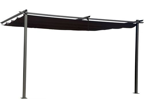 Pergola adossée toit rétractable - 3 x 4 m - gris anthracite