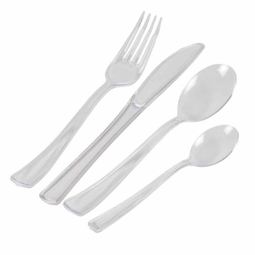 Non Communiqué Transparent Ménagère 24 Pièces Couverts Réutilisables