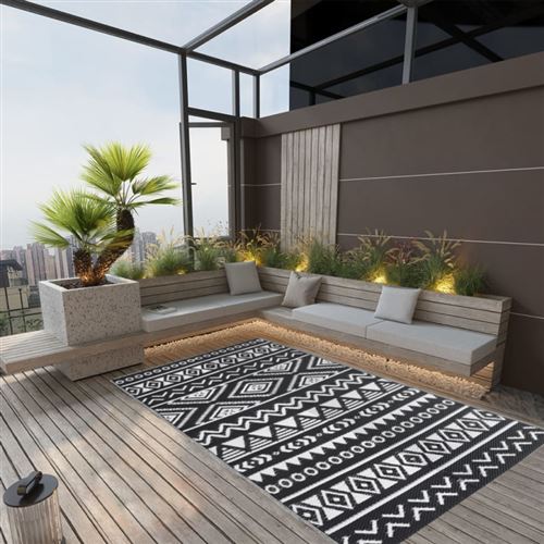 vidaXL Tapis d'extérieur Noir 120x180 cm PP