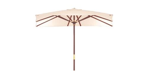 Parasol 3 x 3 m beige mât en bois ouverture à poulie mobilier de jardin sun top