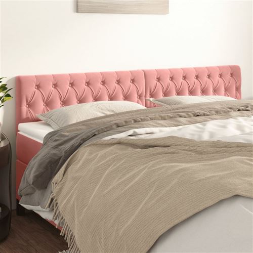 vidaXL Têtes de lit Rose 200x7x78/88 cm Velours