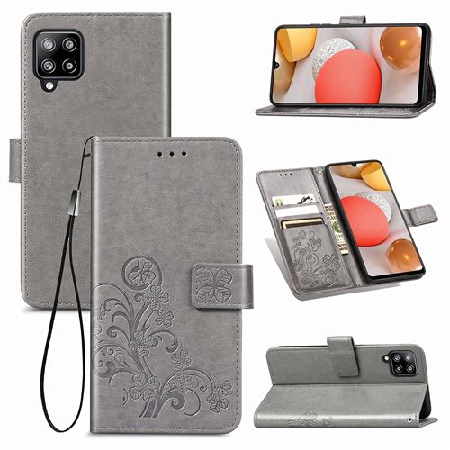 MPFRANCE Housse pour Samsung Galaxy A42 5G Gris [Fleur de Lys]