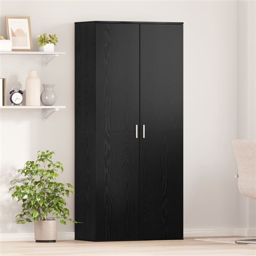 Buffet Chêne Noir 80x39x178 cm Bois aggloméré