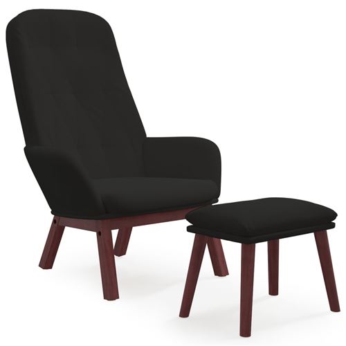 vidaXL Chaise de relaxation avec repose-pied Noir Velours