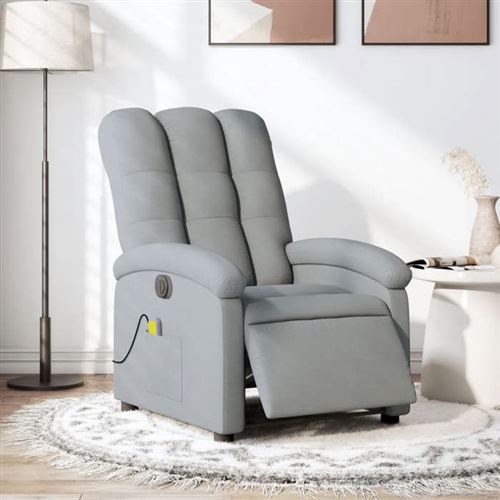Non Communiqué Gris Vidaxl Fauteuil De Massage, Relaxation Électrique Réglable Tissu Clair