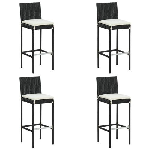 Non Communiqué Noir Vidaxl Tabourets De Bar De Jardin Et Coussins Lot De 4 Résine Tressée313437