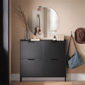 SoBuy FSR100-SCH Meuble de Rangement à Chaussures Commode à Chaussures 4 abattants Meuble d'entrée Coffre Rangement - 1