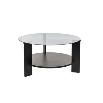 Table basse en bois "Clara" - 75 x 75 x 40 cm - Bois NoirFumée - 1