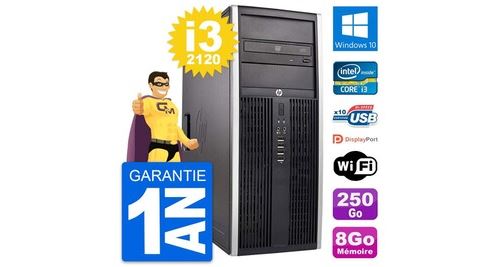 Pc tour hp elite 8300 intel core i3-2120 ram 8go disque 250go windows 10 wifi