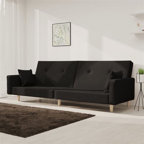 Non Communiqué Noir Vidaxl Canapé-Lit À 2 Places Avec Deux Oreillers Tissu