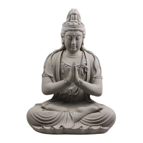 Stonelite - Bouddha en fibres Kwan Yin assis extérieur 44 x 36 x 59 cm