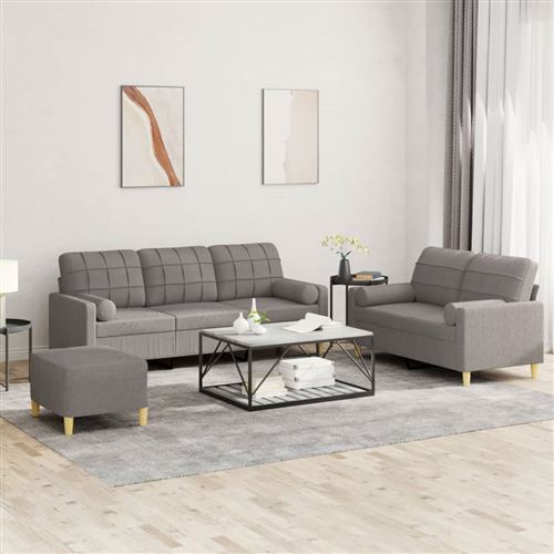 Non Communiqué Taupe Vidaxl Ensemble De Canapés 3 Pcs Avec Coussins Tissu3201337