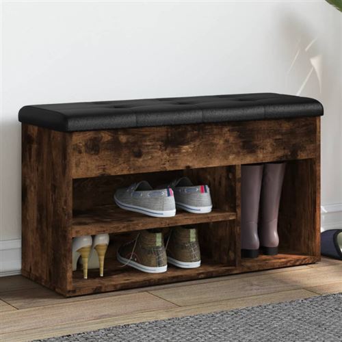 vidaXL Banc à chaussures chêne fumé 82x32x45,5 cm bois d'ingénierie