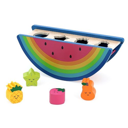 Jouets à encastrer - Vilac : Boîte à formes pastèque et fruits en bois jeu d'éveil coloré et éducatif Vilac - Multicolore